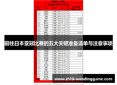 前往日本亚冠比赛的五大关键准备清单与注意事项